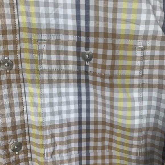 REI Co-op Shirt Mens Small Brown Yellow Plaid Button Down Stretch Hiking Travel - Picture 5 of 16
